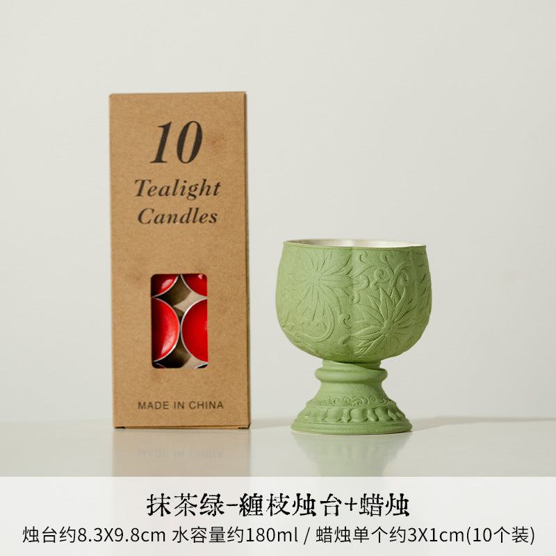 Authentic Matcha Green Cloud-Shadow Minimalist Ceramic Censer - 11cm Teaware Accessories