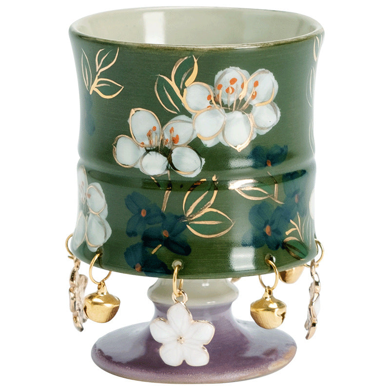 Authentic Hand-Painted Jasmine Bamboo-Joint High-Stem Master Teacup - 75ml Gongfu Cup