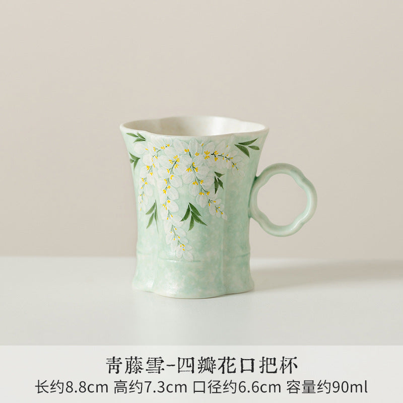 Authentic Rock Mineral White Green Vine Snow Ceramic Mug - 320ml Office Tea & Coffee Cup