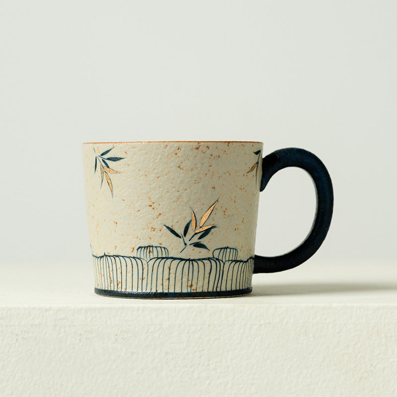 Authentic Blue & White Huoshihong Bamboo Shadow Yingya Ceramic Mug - 320ml Office Cup