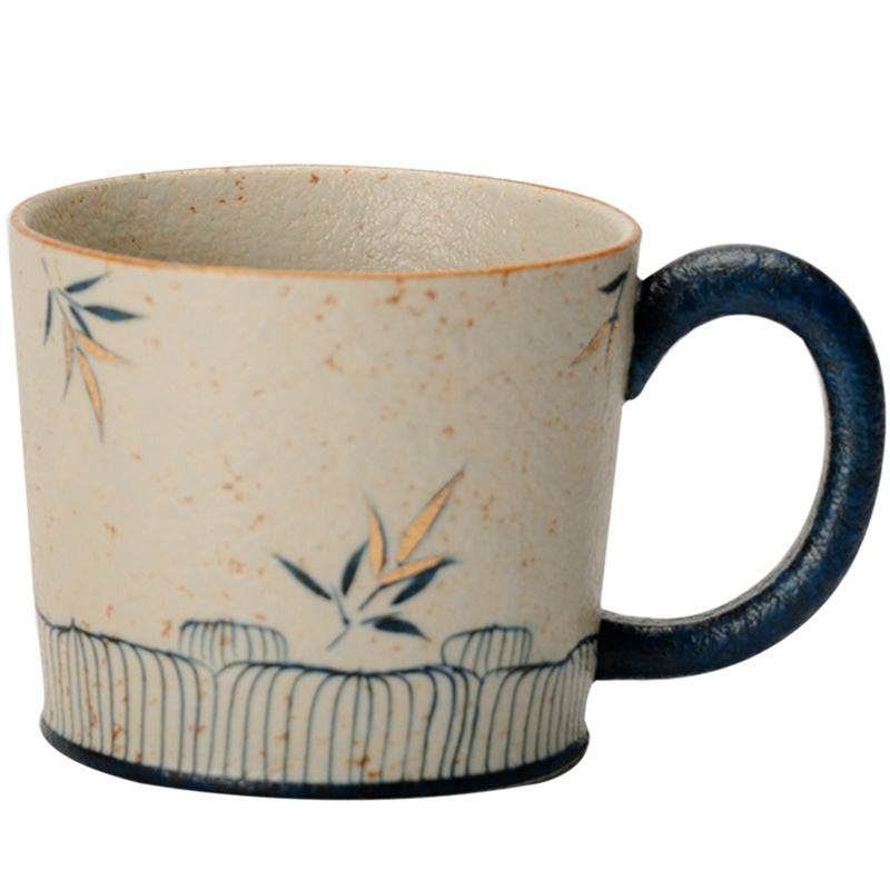 Authentic Blue & White Huoshihong Bamboo Shadow Yingya Ceramic Mug - 320ml Office Cup