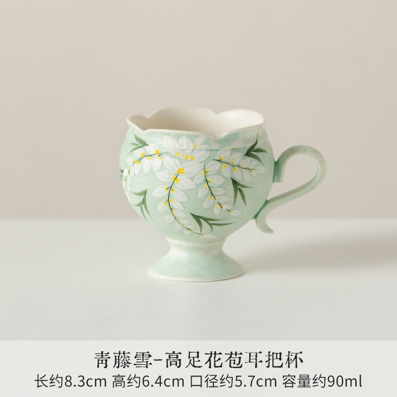 Authentic Rock Mineral White Green Vine Snow Ceramic Mug - 320ml Office Tea & Coffee Cup