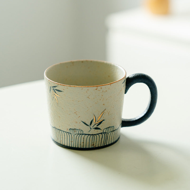 Authentic Blue & White Huoshihong Bamboo Shadow Yingya Ceramic Mug - 320ml Office Cup