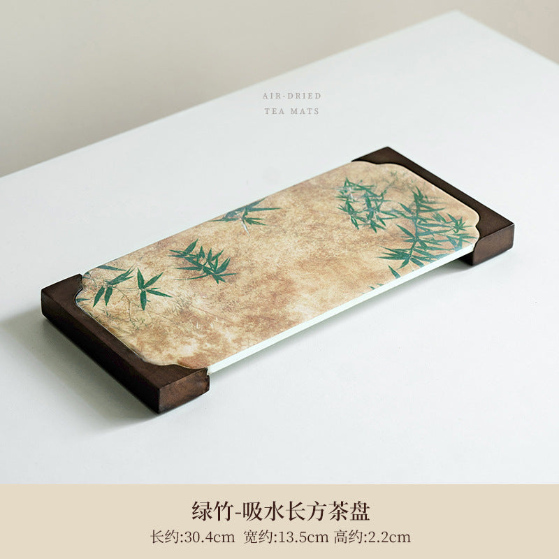 Authentic Green Bamboo Rectangular Dry-Brewing Tea Tray - 26cm Teaware Accessories