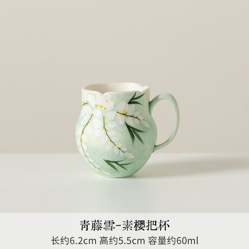 Authentic Rock Mineral White Green Vine Snow Ceramic Mug - 320ml Office Tea & Coffee Cup