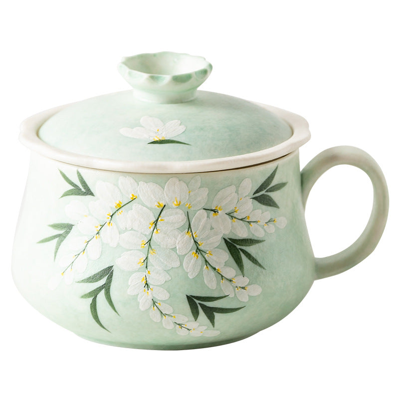 Authentic Rock Mineral White Green Vine Snow Ceramic Mug - 320ml Office Tea & Coffee Cup