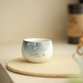 Antique Song-Style Ru Ware Sky-Blue Auspicious Lotus Luohan Ceramic Teacup - 85ml Anti-Scald Master Cup