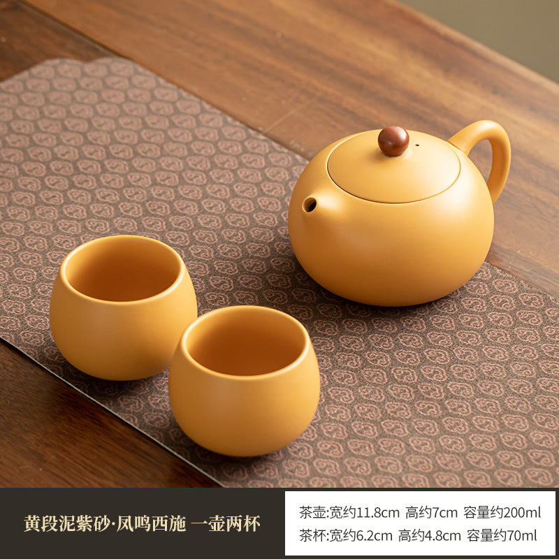 Authentic Raw Mineral Yellow Duan Clay Xishi Teapot Set with Dry Tea Tray - 5pc Gongfu Ceremony Set