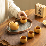 Authentic Raw Mineral Yellow Duan Clay Xishi Teapot Set with Dry Tea Tray - 5pc Gongfu Ceremony Set
