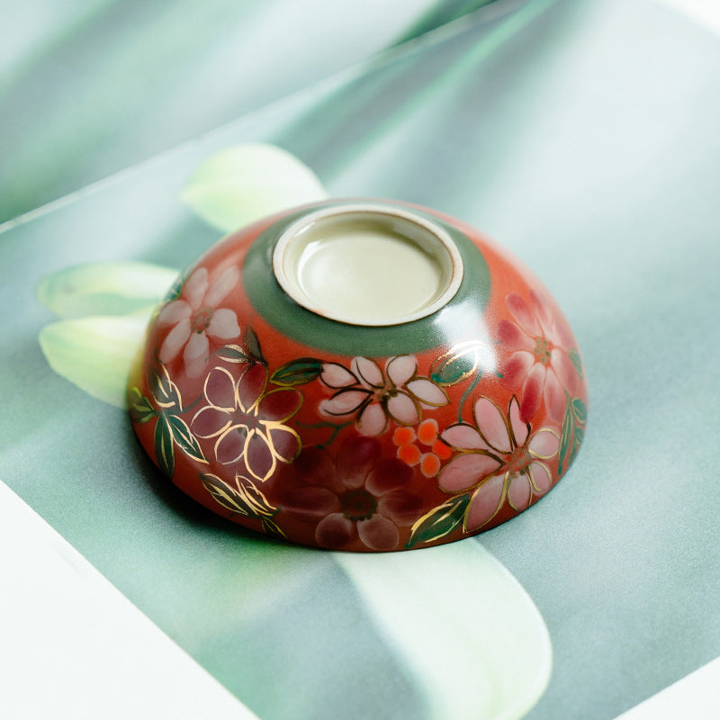 Authentic Terracotta Madder Red Hand-Painted Jasmine Chenming Master Cup - 85ml Teacup