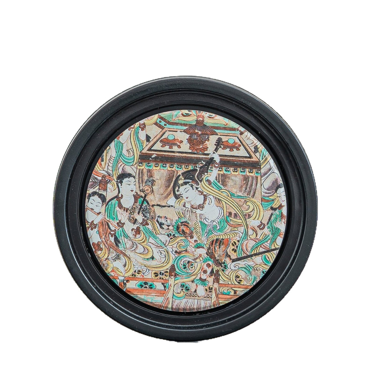 Authentic Dunhuang Mural Circular Absorbent Ceramic Teacup Coaster - 10cm Teaware Accessories