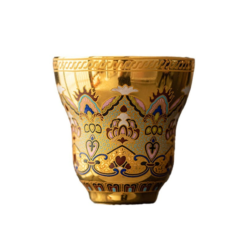 Authentic Dunhuang Impression 24K Gilded Enamel Relief Floral Jinzhan Master Teacup - 85ml