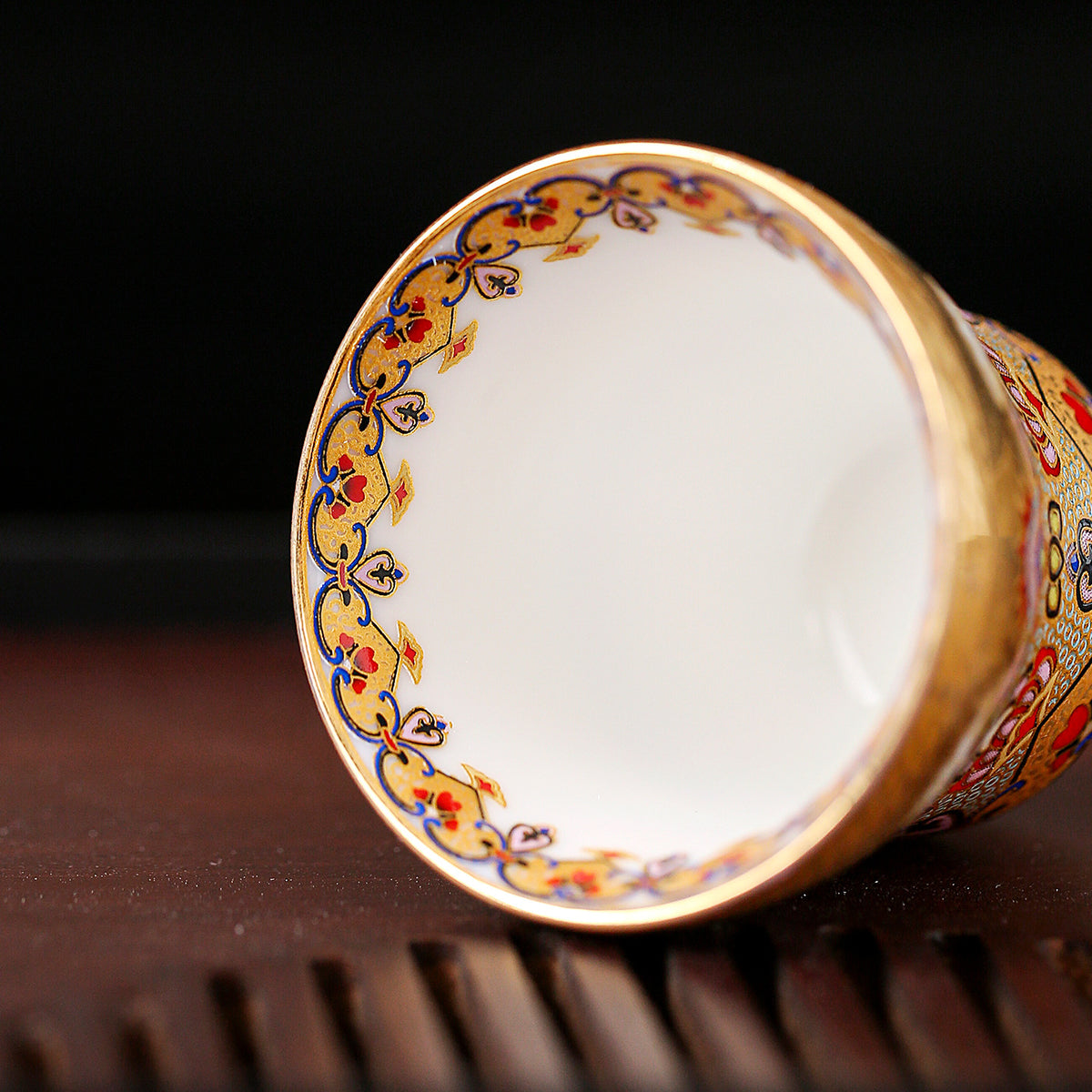 Authentic Dunhuang Impression 24K Gilded Enamel Relief Floral Jinzhan Master Teacup - 85ml