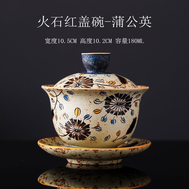 Authentic Blue & White Huoshihong 24K Gilded Intertwined Lotus Large San Cai Gaiwan - 190ml Tea Bowl