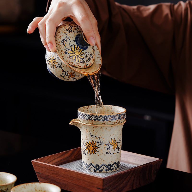 Authentic Blue & White Huoshihong 24K Gilded Ceramic Fairness Pitcher - 220ml Cha Hai