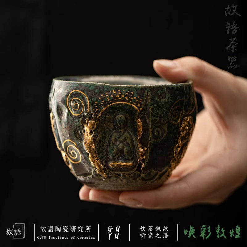 Authentic Dunhuang Cultural-Creative Vintage Large Master Teacup - 95ml Gongfu Cup