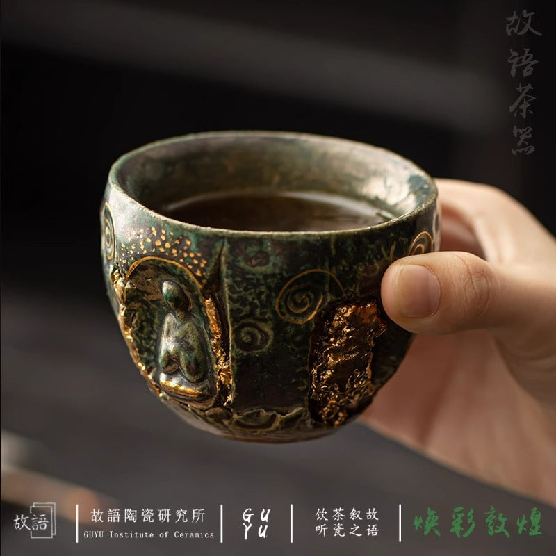 Authentic Dunhuang Cultural-Creative Vintage Large Master Teacup - 95ml Gongfu Cup