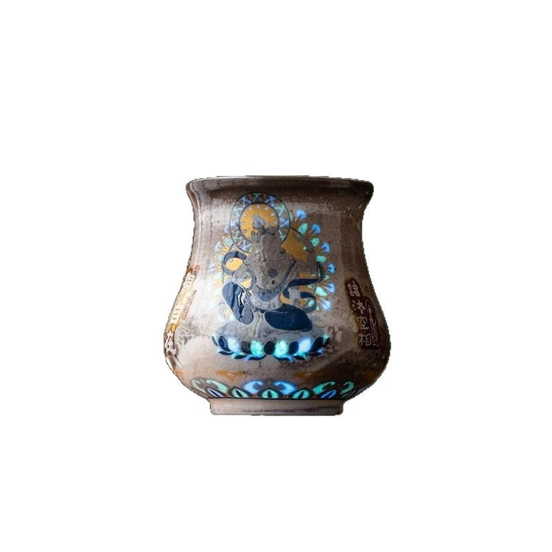 Handcrafted Wood-Fired Dunhuang Formless Buddha Large Master Teacup - 95ml Gift Box Suite