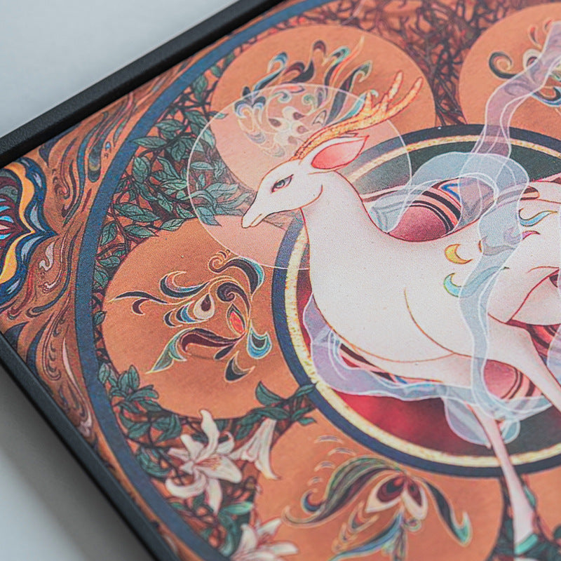 Authentic Dunhuang Nine-Colored Deer Square Absorbent Dry-Brewing Tea Tray - 20cm Teaware