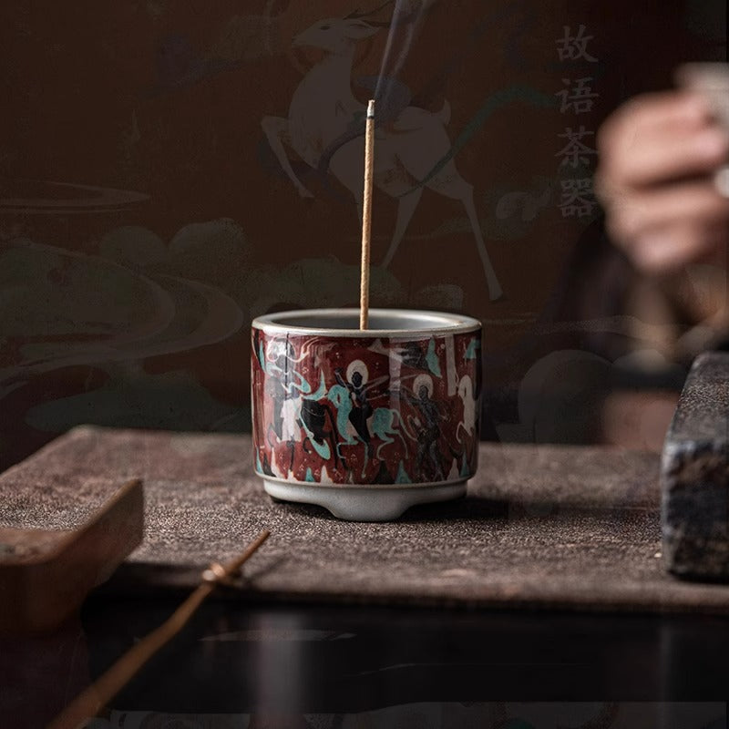Authentic Dunhuang Nine-Colored Deer Ceramic Stick Incense Holder Stand - Teaware Accessories