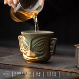 Authentic Sanxingdui Gold Mask Cultural-Creative Large Ceramic Master Teacup - 95ml Gongfu Cup