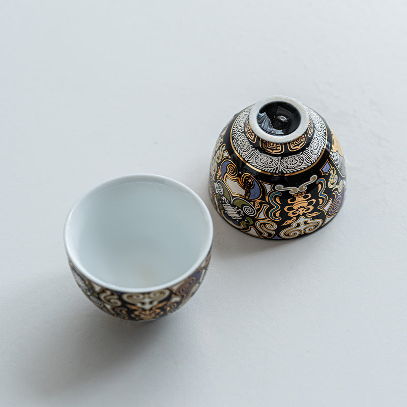 Authentic Dunhuang Gold & Silver Damascene Master Teacup - 85ml Luxury Gift Box Suite