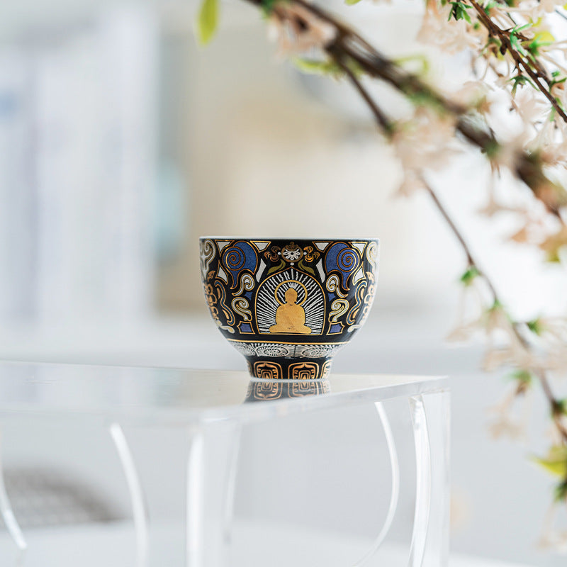 Authentic Dunhuang Gold & Silver Damascene Master Teacup - 85ml Luxury Gift Box Suite