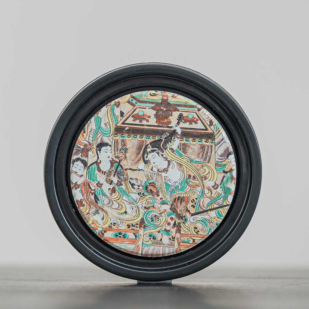 Authentic Dunhuang Mural Circular Absorbent Ceramic Teacup Coaster - 10cm Teaware Accessories