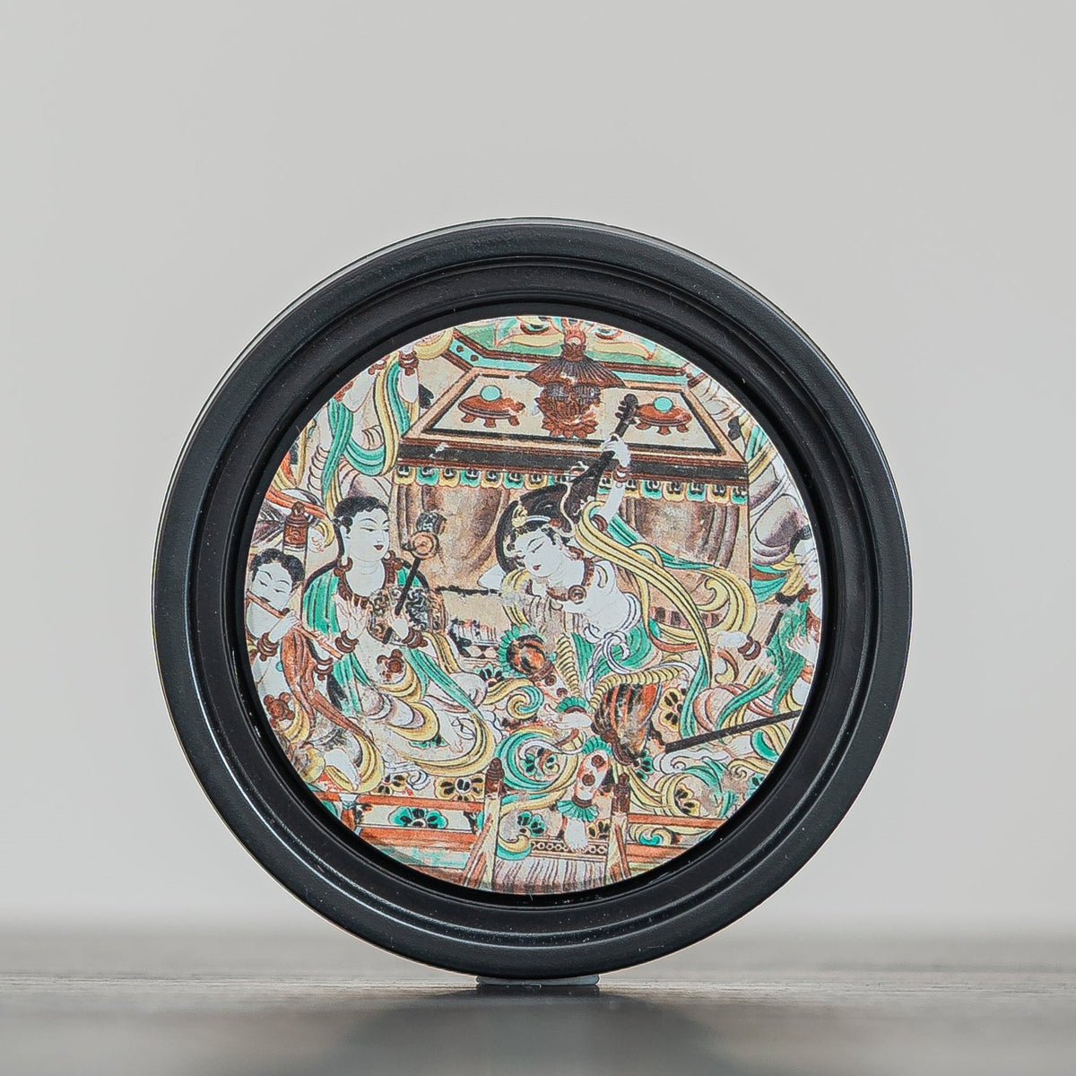 Authentic Dunhuang Mural Circular Absorbent Ceramic Teacup Coaster - 10cm Teaware Accessories