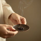 Authentic Hundred Blessings Gourd Ceramic Incense Holder & Platter Tray Set - Teaware Accessories