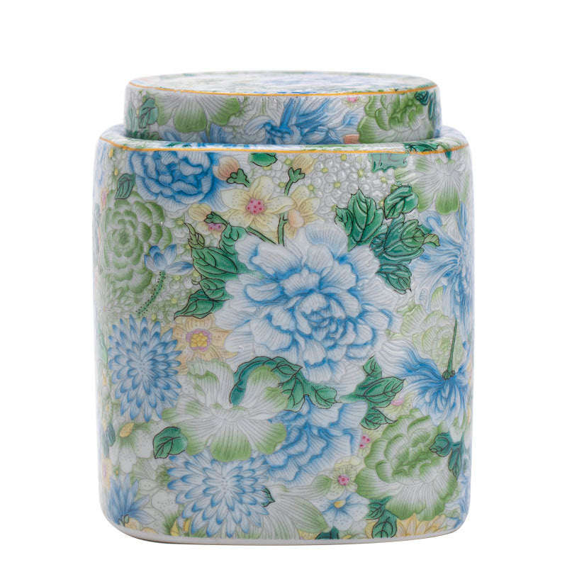 Authentic Jingdezhen Jinxiu Imperial Enamel Ceramic Tea Caddy - Airtight Storage Canister