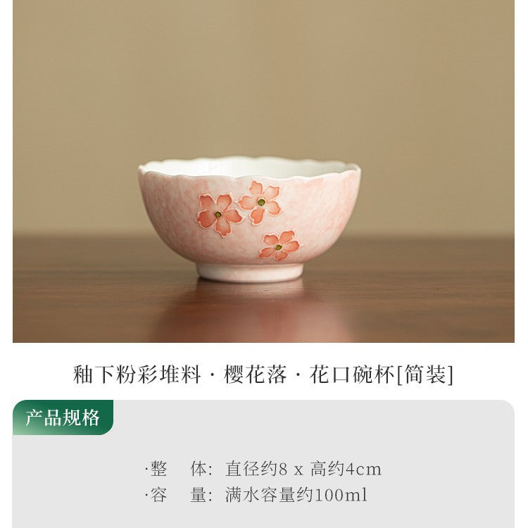 Authentic Jingdezhen Underglaze Hand-Painted Pastel Floral Master Teacup - 85ml Gongfu Cup