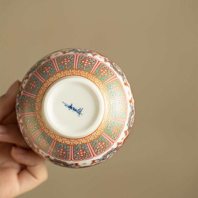 Luxury Dehua Mutton-Fat Jade Jinxiu Lotus Scrolls Large Luohan Master Teacup - 105ml Cup