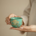 Authentic Turquoise Green Dragon Soaring Bucket Ceramic Master Teacup - 90ml Anti-Scald Cup