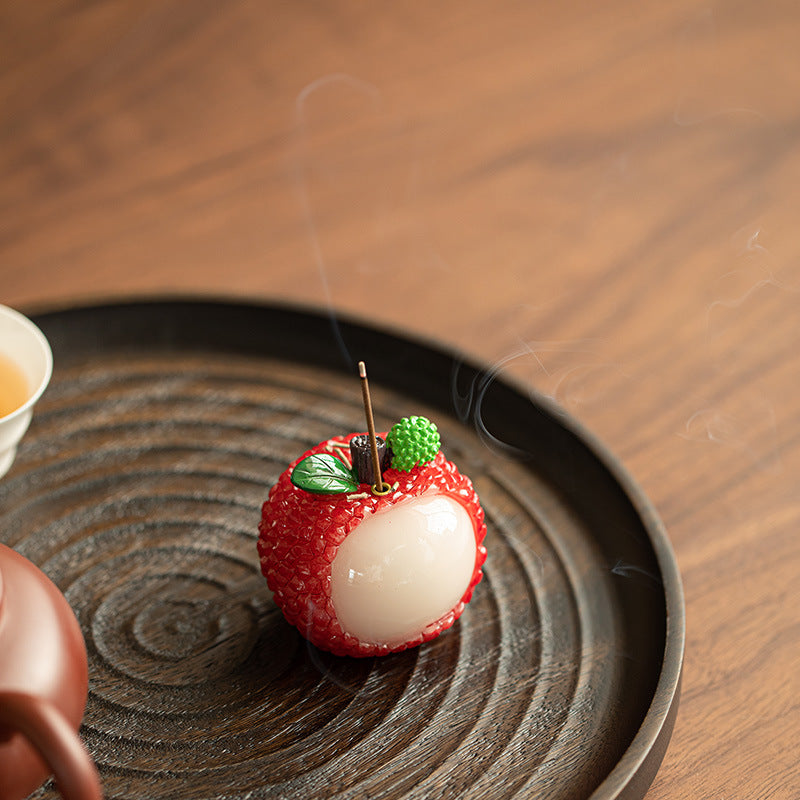 Handcrafted Lychee Fruit Ceramic Incense Holder Stand & Desktop Burner - Teaware Accessories