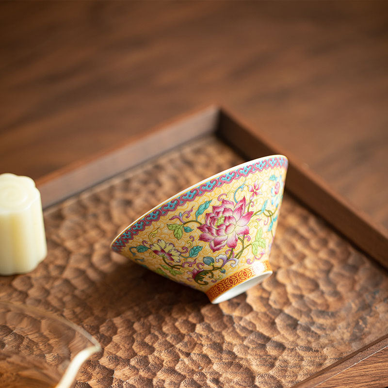 Authentic Jingdezhen Imperial Palace Enamel Conical Hat Ceramic Master Teacup - 65ml Gongfu Cup