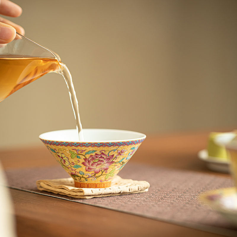 Authentic Jingdezhen Imperial Palace Enamel Conical Hat Ceramic Master Teacup - 65ml Gongfu Cup