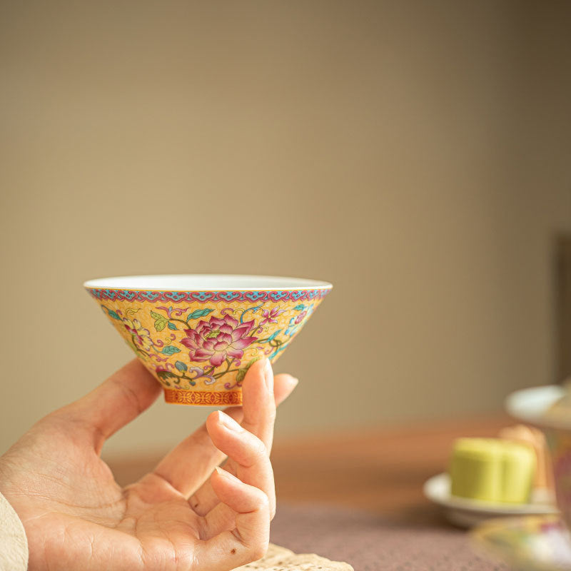 Authentic Jingdezhen Imperial Palace Enamel Conical Hat Ceramic Master Teacup - 65ml Gongfu Cup