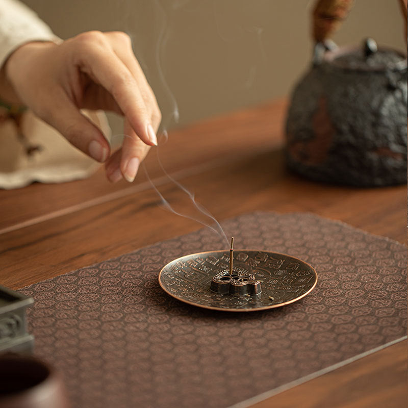 Authentic Hundred Blessings Gourd Ceramic Incense Holder & Platter Tray Set - Teaware Accessories