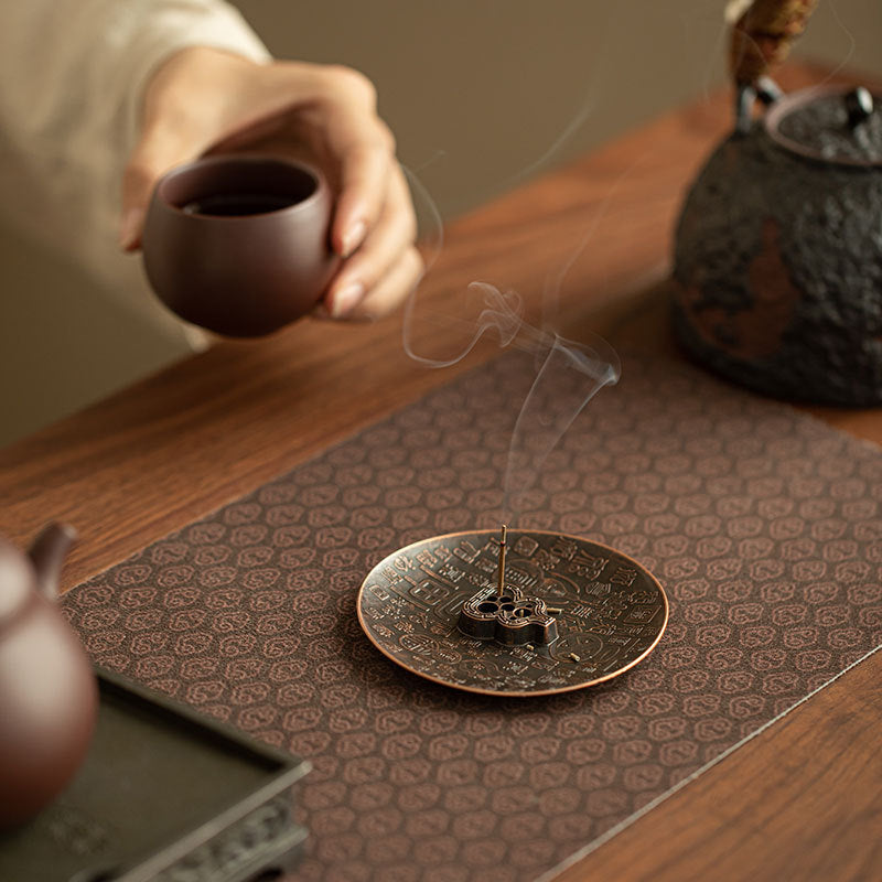Authentic Hundred Blessings Gourd Ceramic Incense Holder & Platter Tray Set - Teaware Accessories
