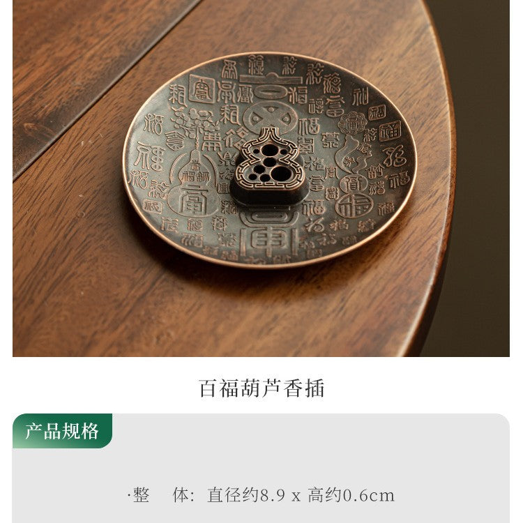 Authentic Hundred Blessings Gourd Ceramic Incense Holder & Platter Tray Set - Teaware Accessories