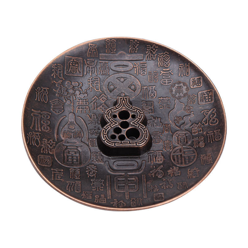 Authentic Hundred Blessings Gourd Ceramic Incense Holder & Platter Tray Set - Teaware Accessories