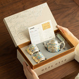 Authentic Cultural-Creative Silver-Gilt Ceramic Teapot & 2 Cups Set - Luxury Brocade Gift Box Suite