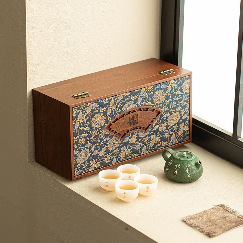 Authentic Jingdezhen Handwritten Calligraphy Ceramic Teapot & 4 Cups Set - 5pc Gift Box Suite