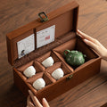 Authentic Jingdezhen Handwritten Calligraphy Ceramic Teapot & 4 Cups Set - 5pc Gift Box Suite