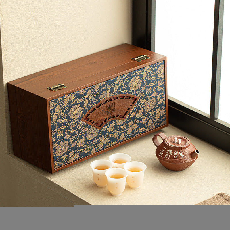 Master Zhou Handcrafted Calligraphy Upright Ceramic Teapot & 4 Cups Set - 220ml Collector Suite