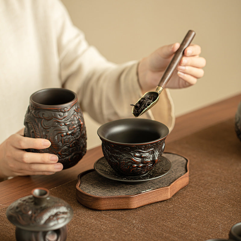 Authentic Jianshui Purple Pottery Complete Gongfu Tea Set - Teapot Gaiwan & Cups Gift Box