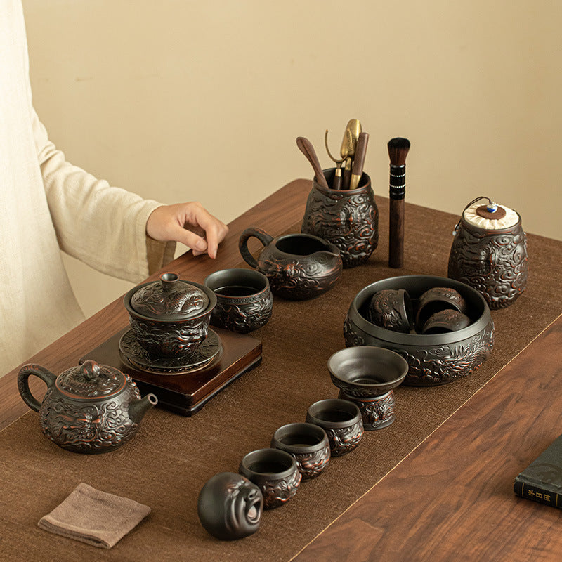 Authentic Jianshui Purple Pottery Complete Gongfu Tea Set - Teapot Gaiwan & Cups Gift Box
