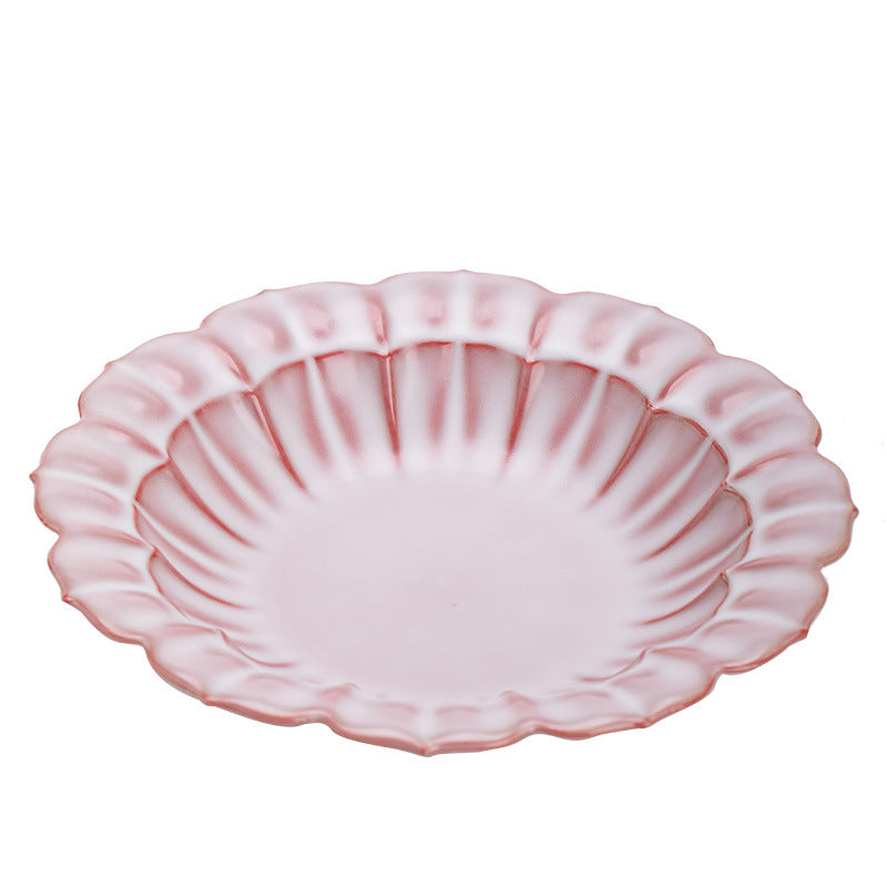 Authentic Song-Style Ru Ware Pink-Bisque Lard-Glaze Floral Pot Bearer Tray - 19cm Teaware