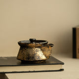 Handcrafted Shino-Ware 24K Gilded Baoping Easy-Grip Ceramic Teapot - 165ml Gongfu Pot